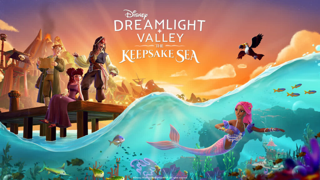 L’illustrazione ufficiale di Disney Dreamlight Valley: The Keepsake Sea. Immagine: Gameloft / Disney.