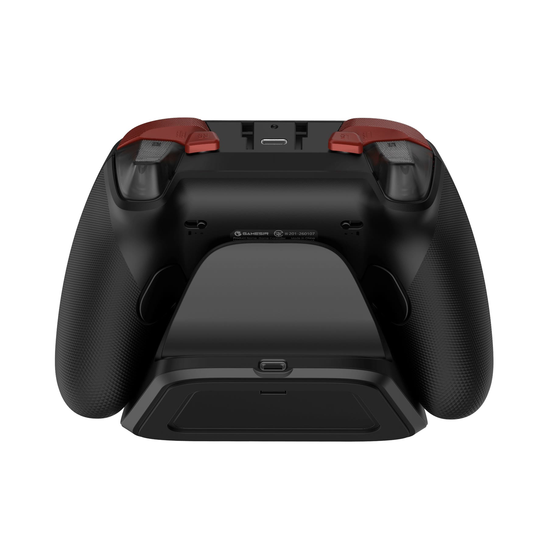Il retro del controller GameSir e la base di ricarica.