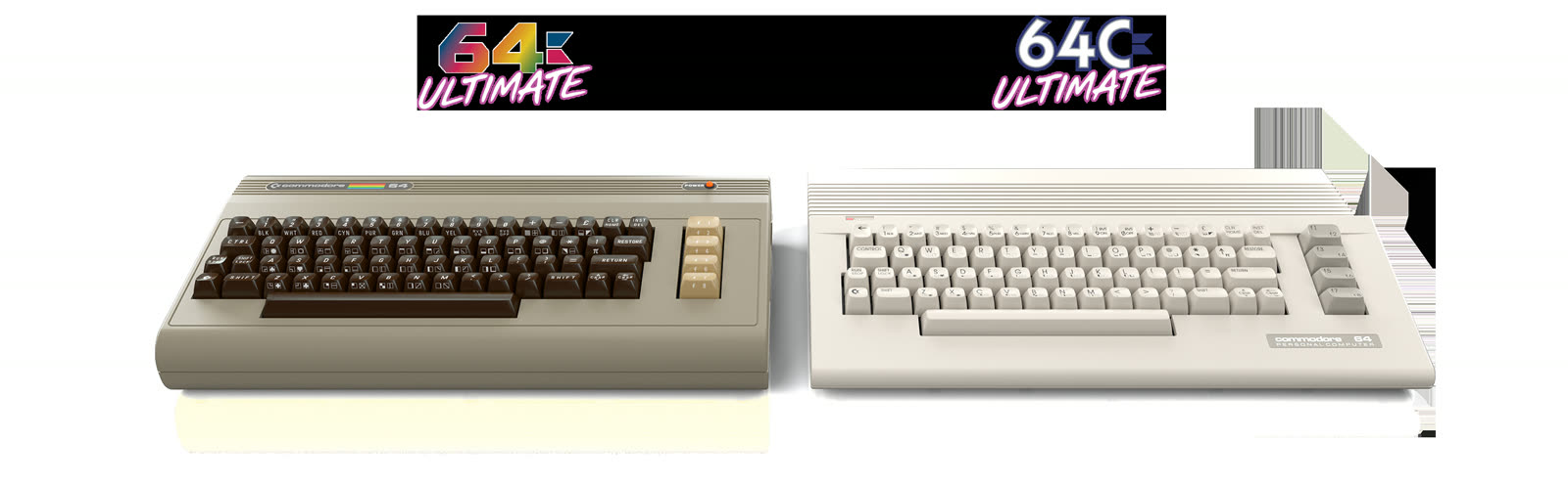 Il confronto ufficiale tra il formato breadbin e il C64C slimline in colorazione beige.