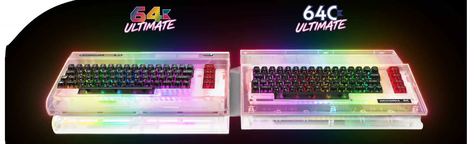 Le varianti traslucide dei due formati della famiglia Commodore 64 Ultimate.