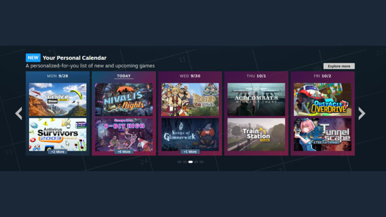 Il Calendario personale di Steam nell’immagine pubblicata da Valve.