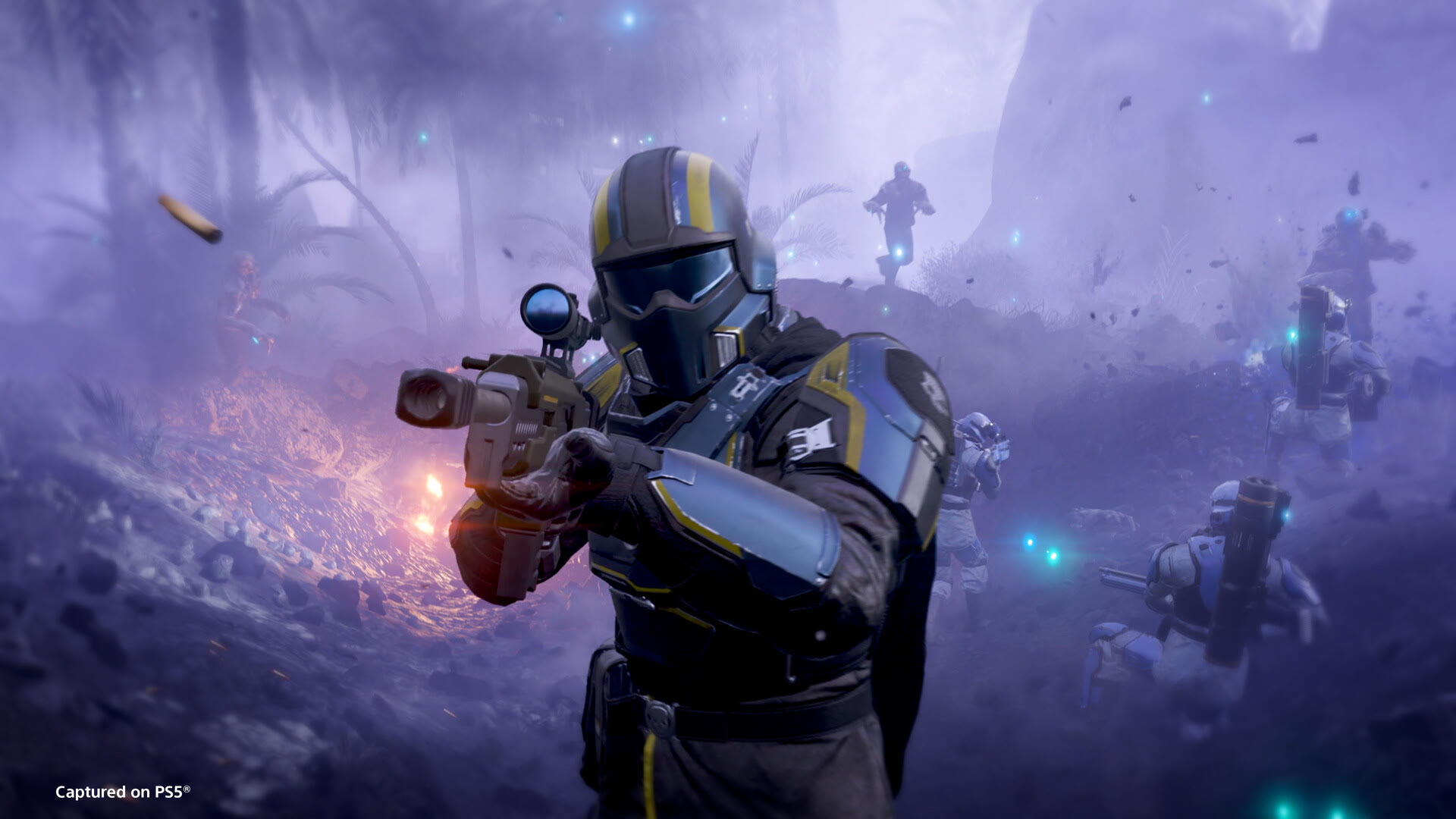 Una squadra di Helldivers in una schermata della galleria ufficiale del gioco. Immagine: Arrowhead e Sony Interactive Entertainment.