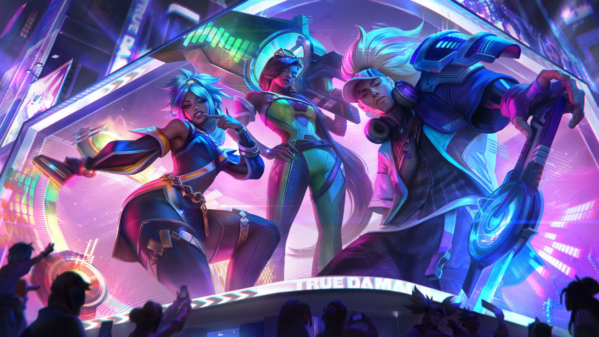 Qiyana, Senna e Yasuo nella linea True Damage Know My Name. Immagine: Riot Games.