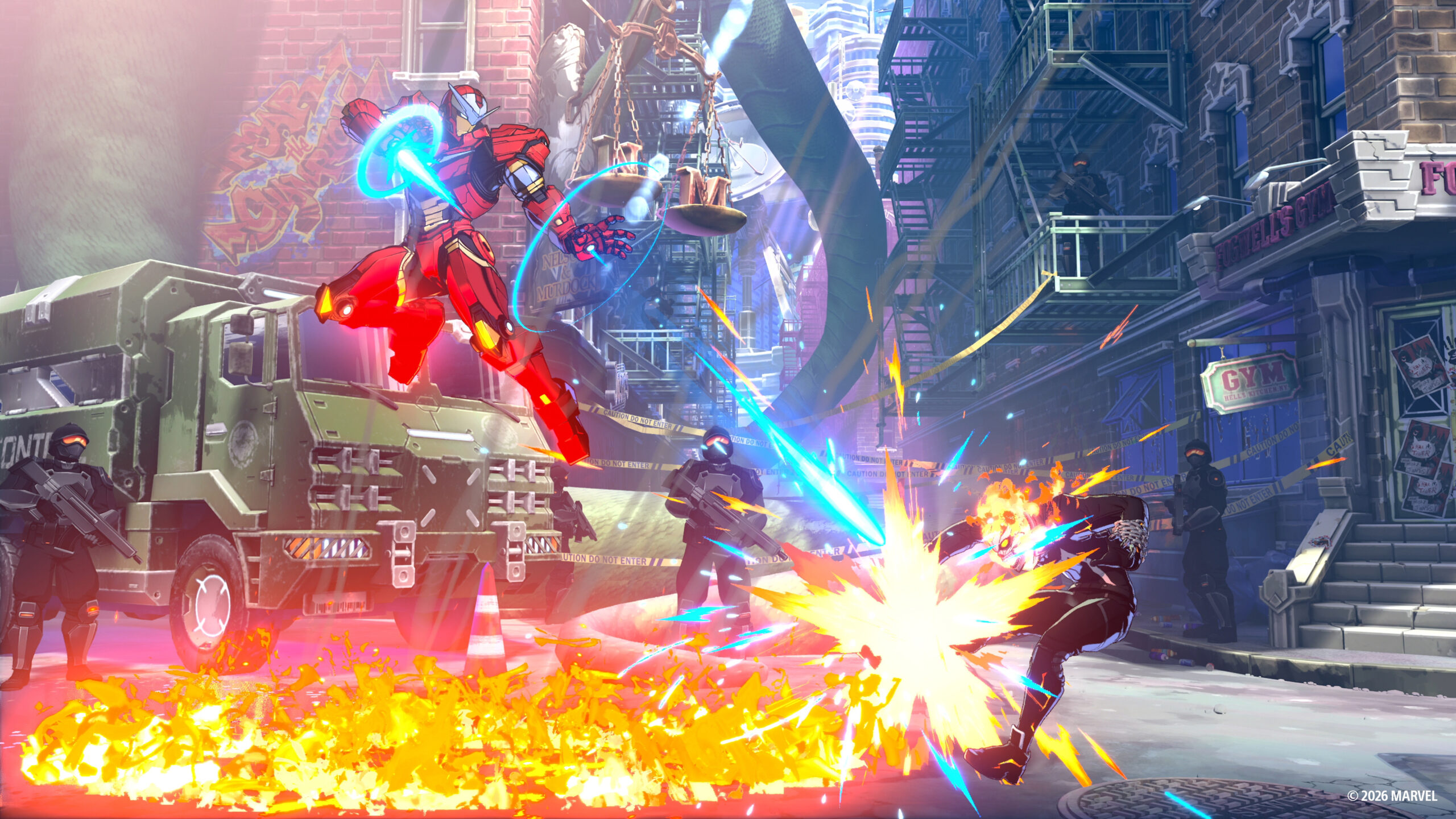 Spider-Man in combattimento in un’arena urbana — Marvel Tōkon: Fighting Souls.