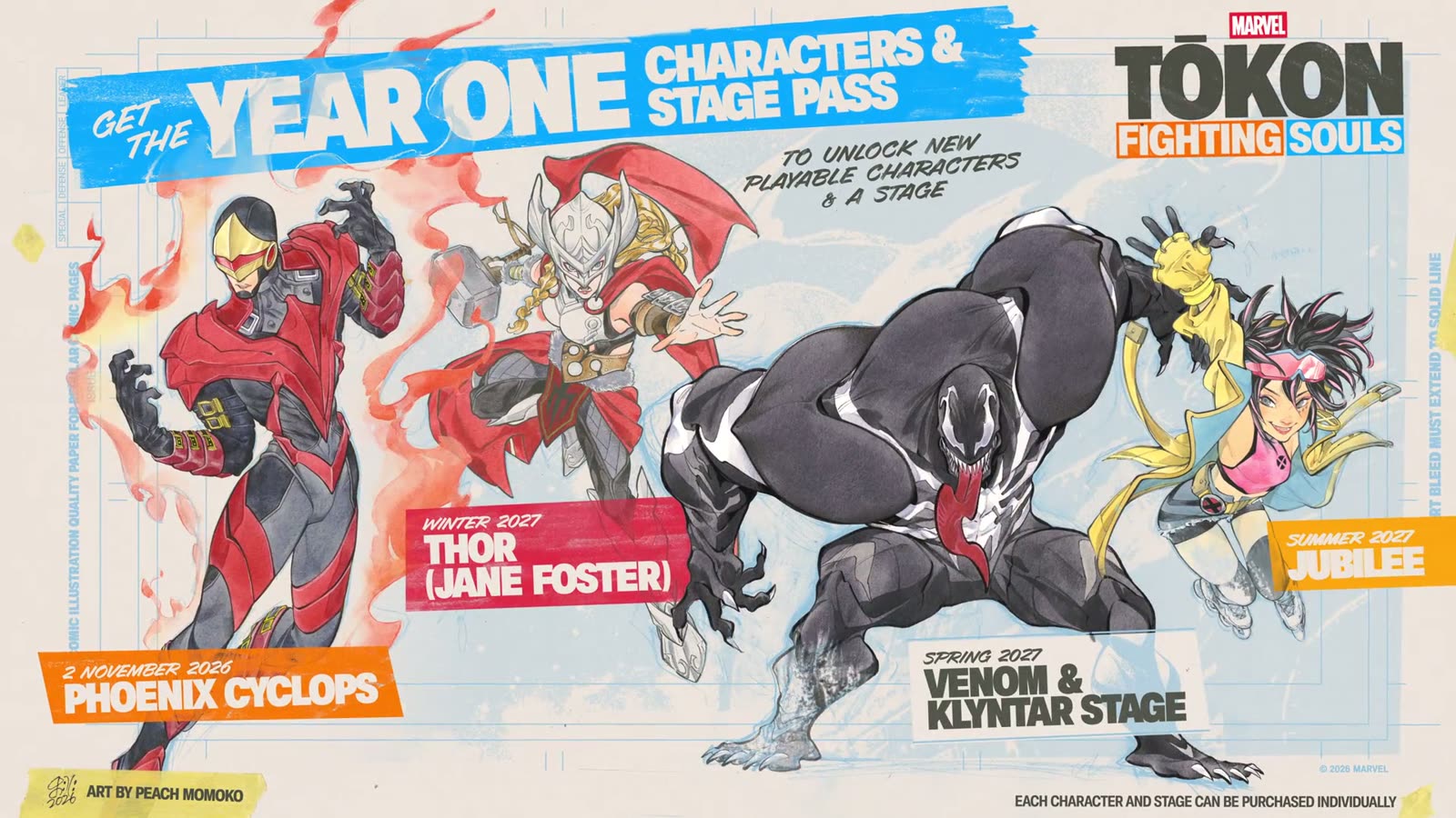 Roadmap ufficiale MARVEL Tōkon con Cyclops, Jane Foster, Venom e Jubilee
