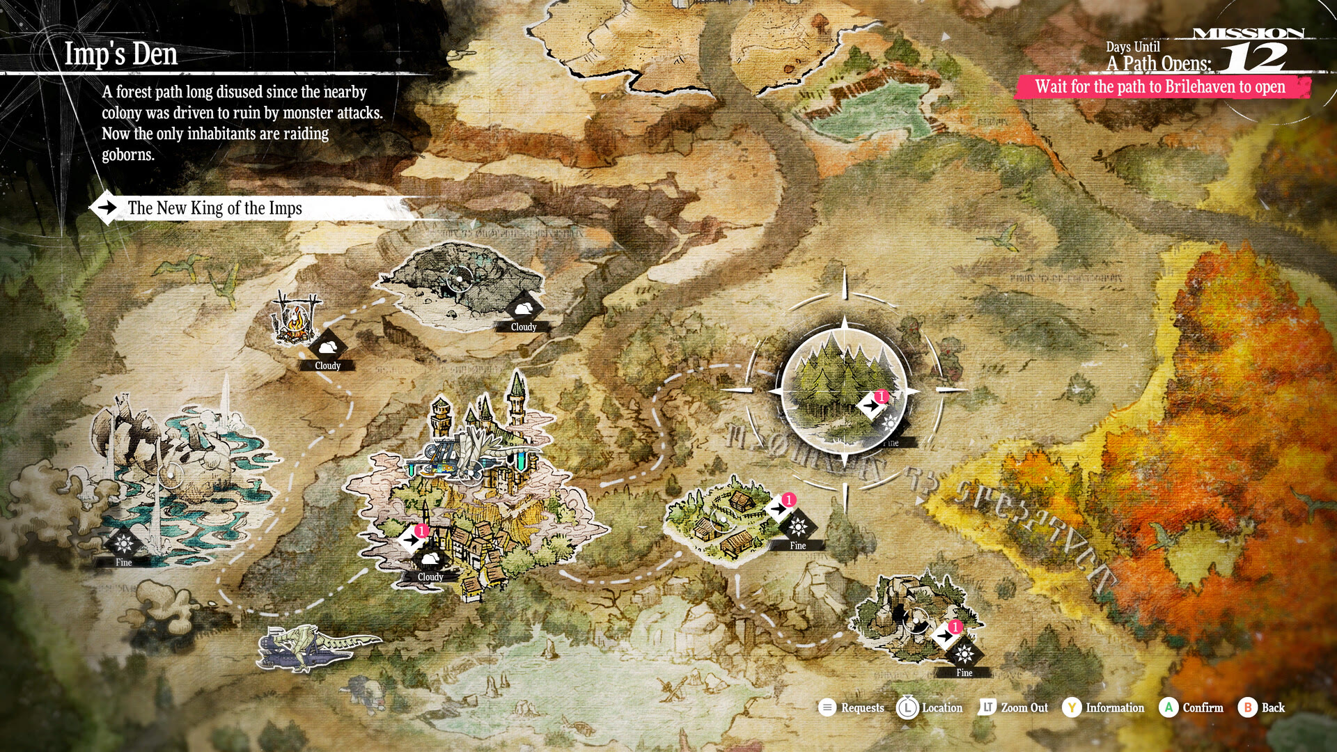 La mappa delle destinazioni di Metaphor: ReFantazio. Immagine: ATLUS e SEGA.