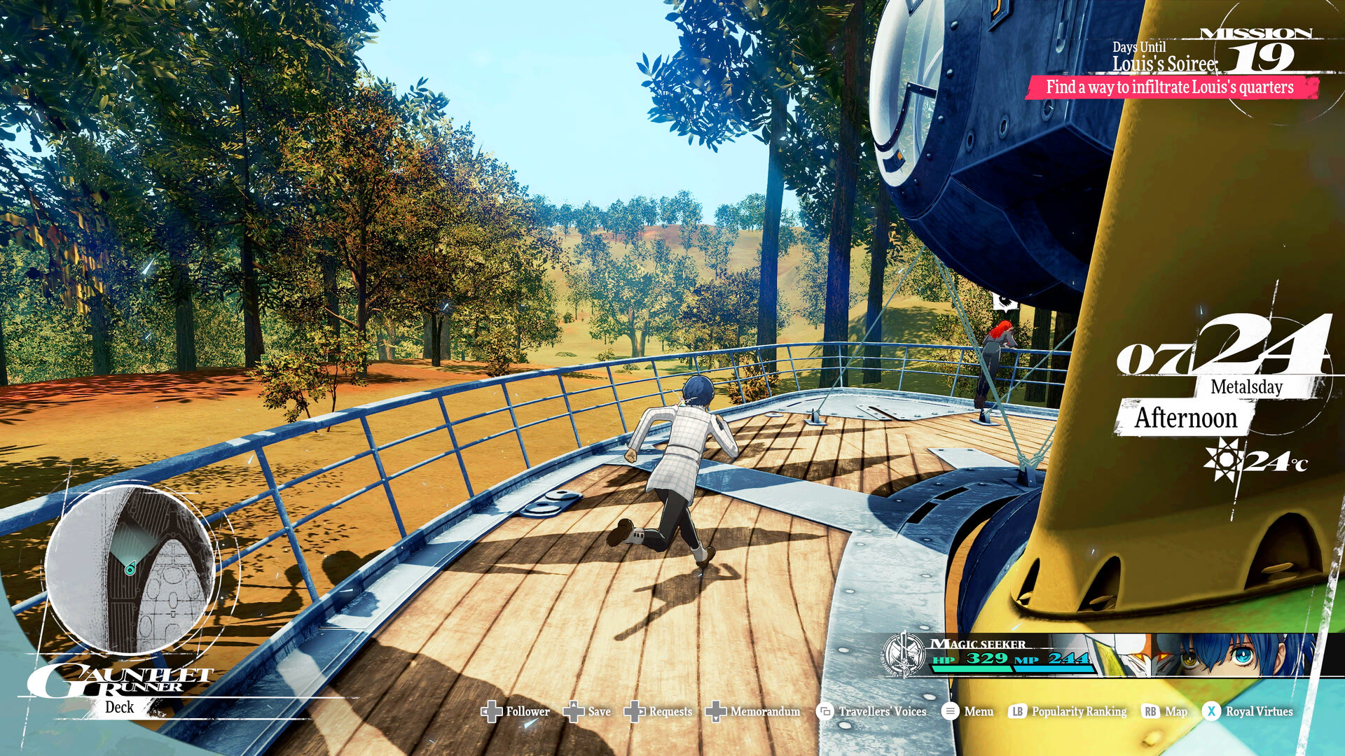 Il viaggio sul gauntlet runner in Metaphor: ReFantazio. Immagine: ATLUS e SEGA.