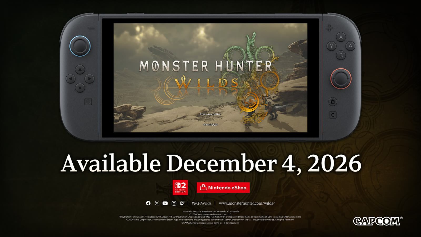 Monster Hunter Wilds mostrato su Nintendo Switch 2 nel trailer di Capcom