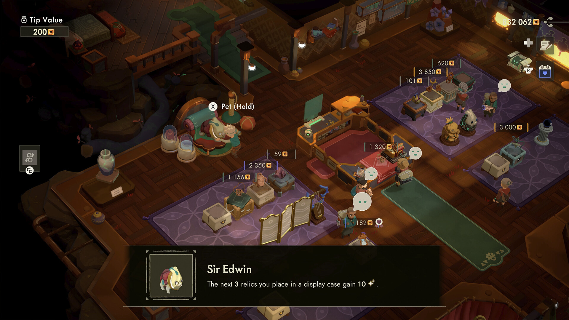 Clienti e oggetti nel negozio di Tresna — Moonlighter 2: The Endless Vault. Screenshot ufficiale della pagina del gioco; non certifica la build al debutto Early Access.
