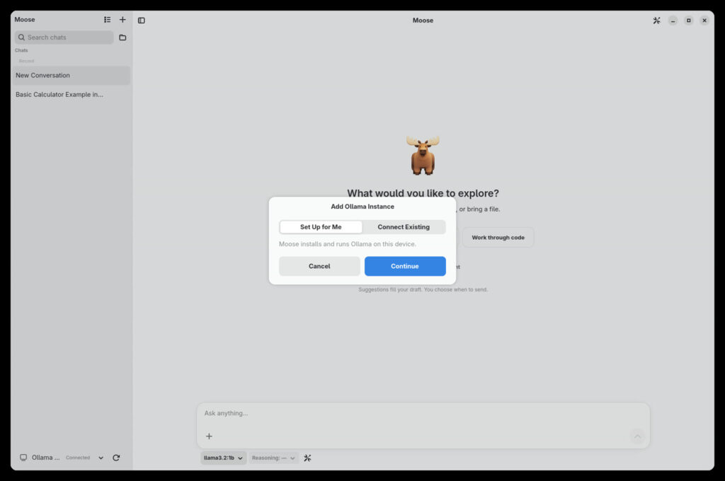 Moose per le chat con modelli IA locali su Linux