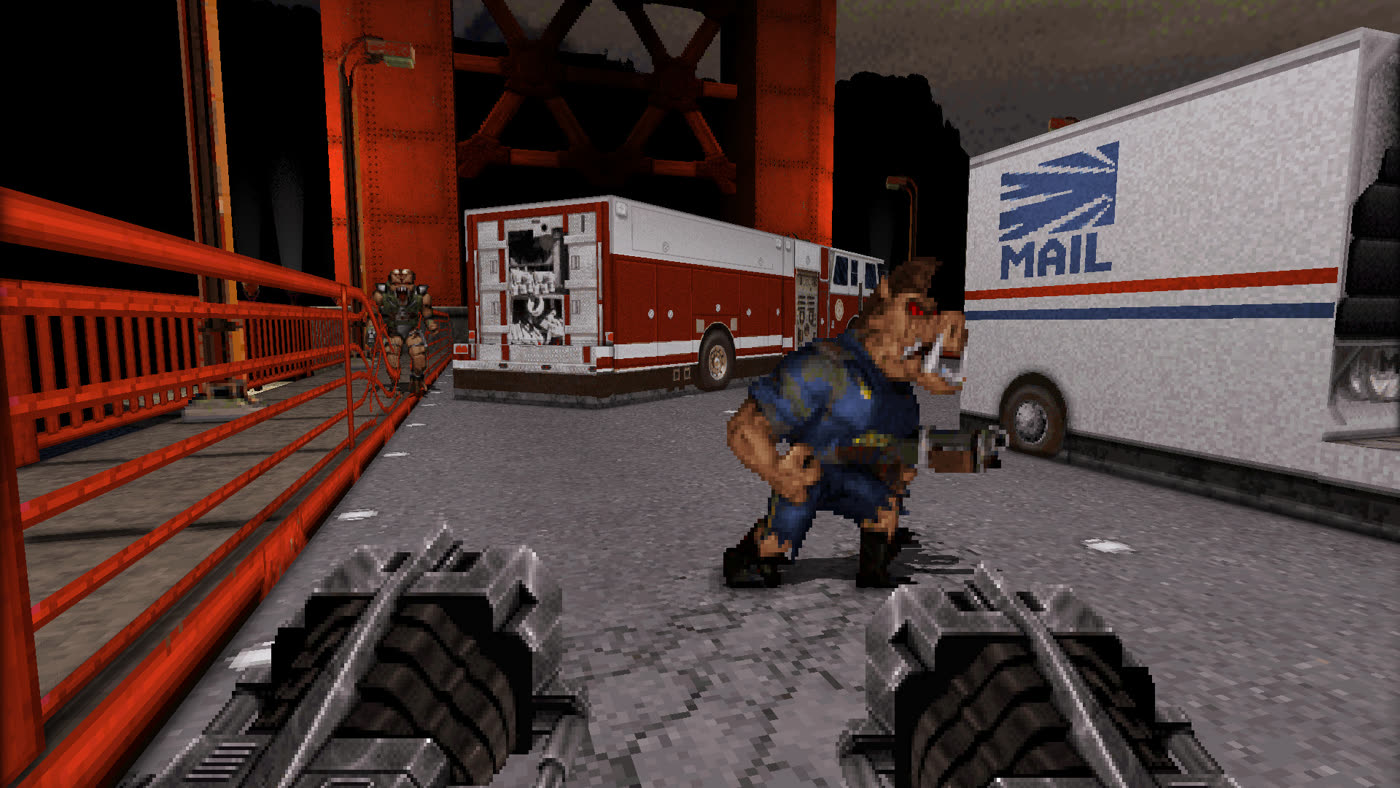 Duke Nukem 3D: scorcio di un livello urbano