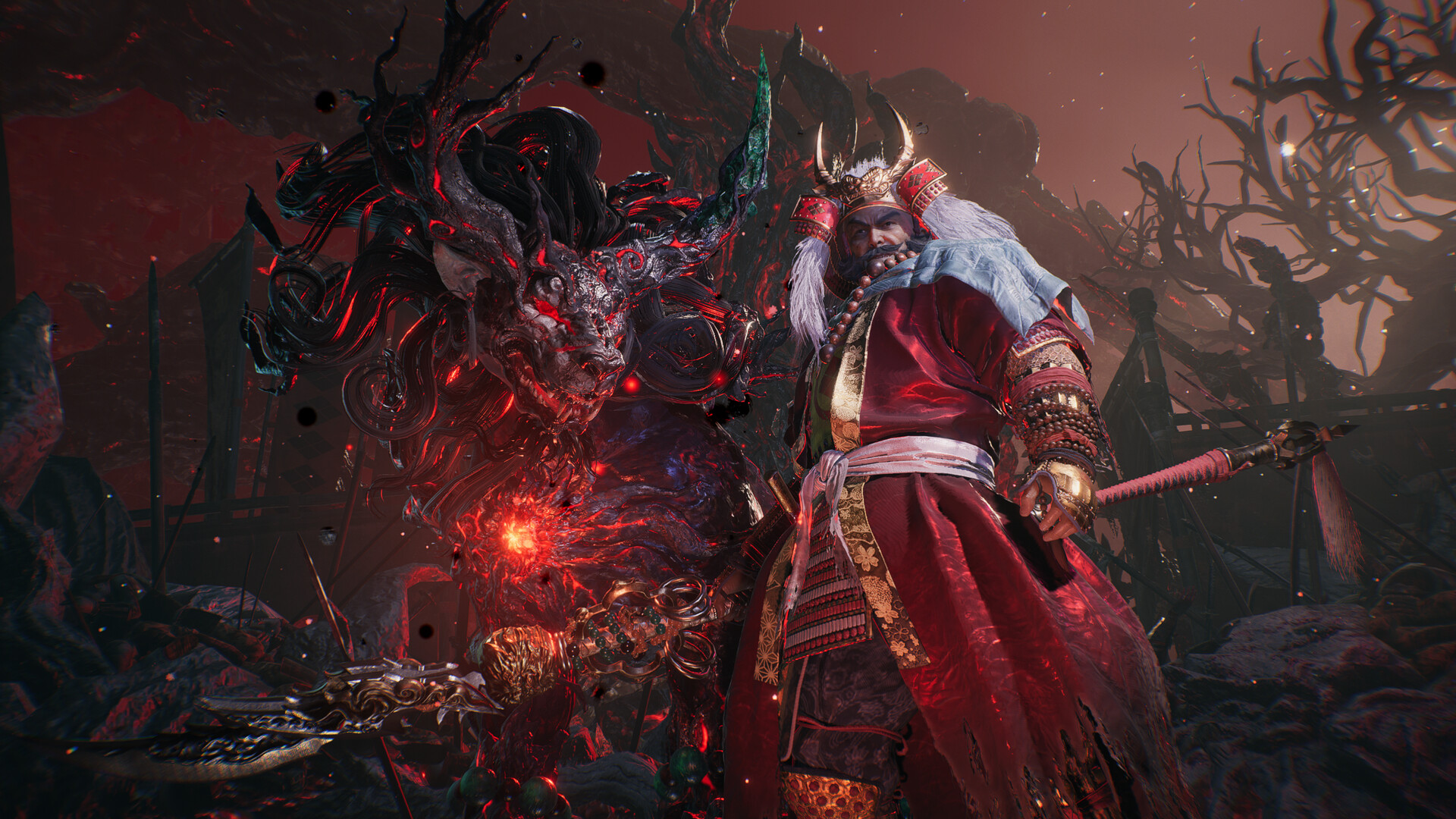 Confronto con uno yokai in un’immagine ufficiale di contesto — Nioh 3.