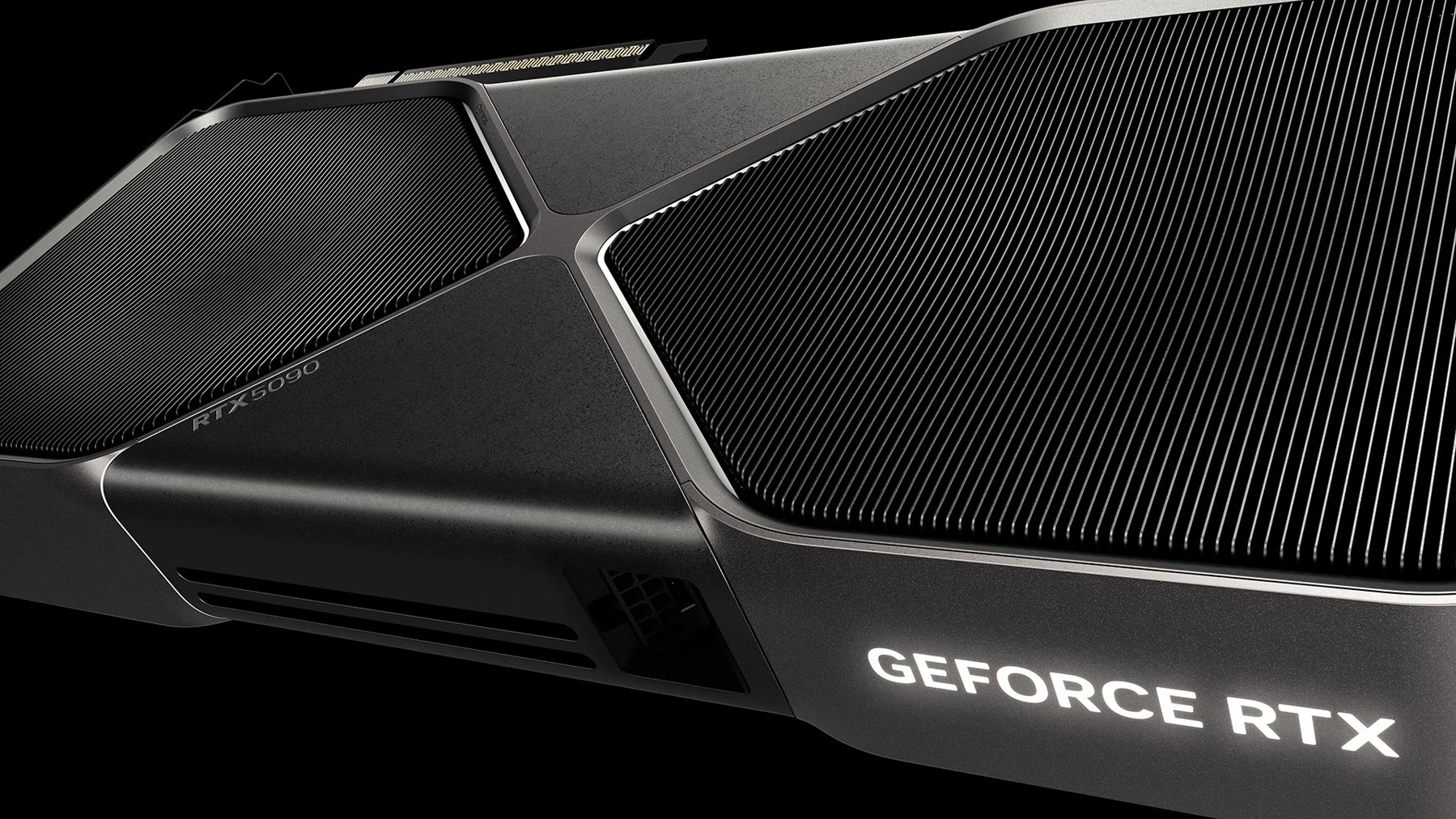 Un’altra vista della RTX 5090 Founders Edition. Immagine ufficiale NVIDIA.