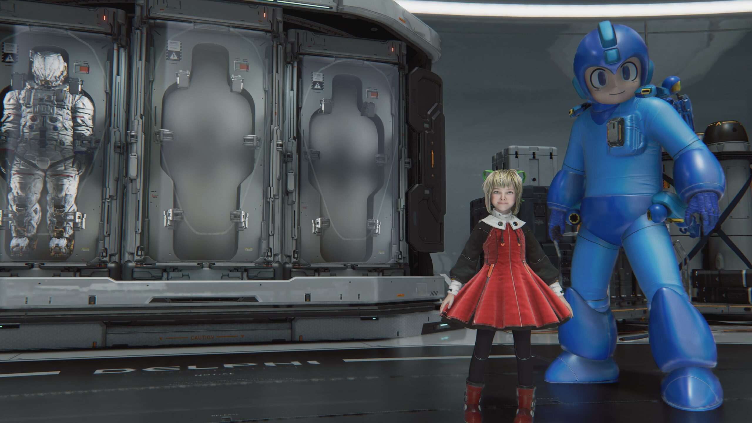 I costumi di Mega Man e Roll in PRAGMATA