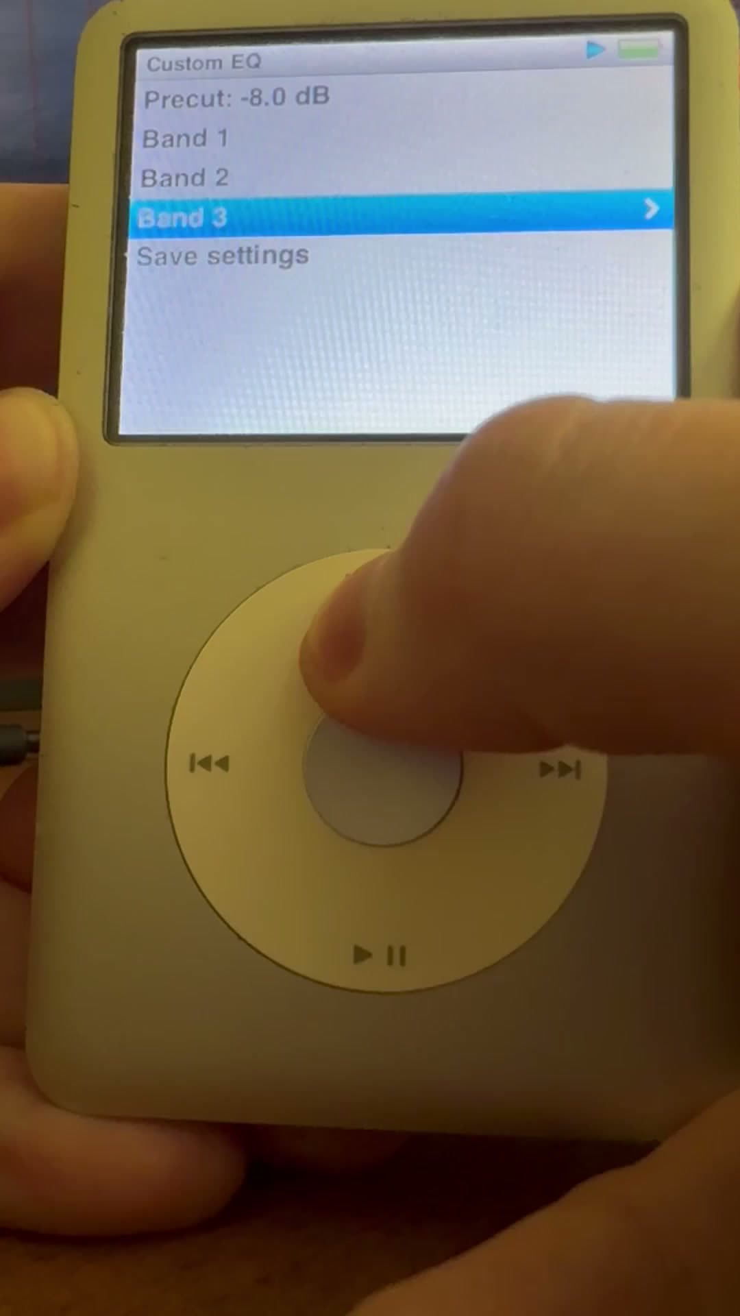 Equalizzatore parametrico di RepriseOS su iPod Classic
