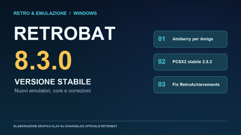 Grafica Klav sulle novità di RetroBat 8.3.0 stabile per Windows