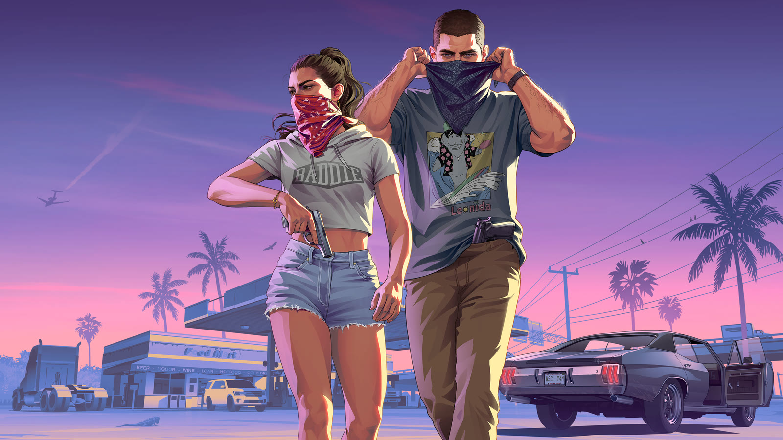 Jason e Lucia nell’illustrazione ufficiale di Grand Theft Auto VI