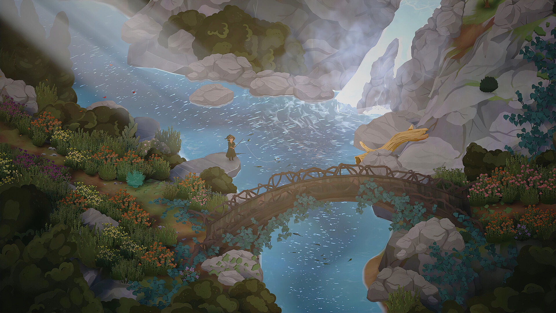 Paesaggio con corso d’acqua e ponti fra le rocce — Songs of Glimmerwick.