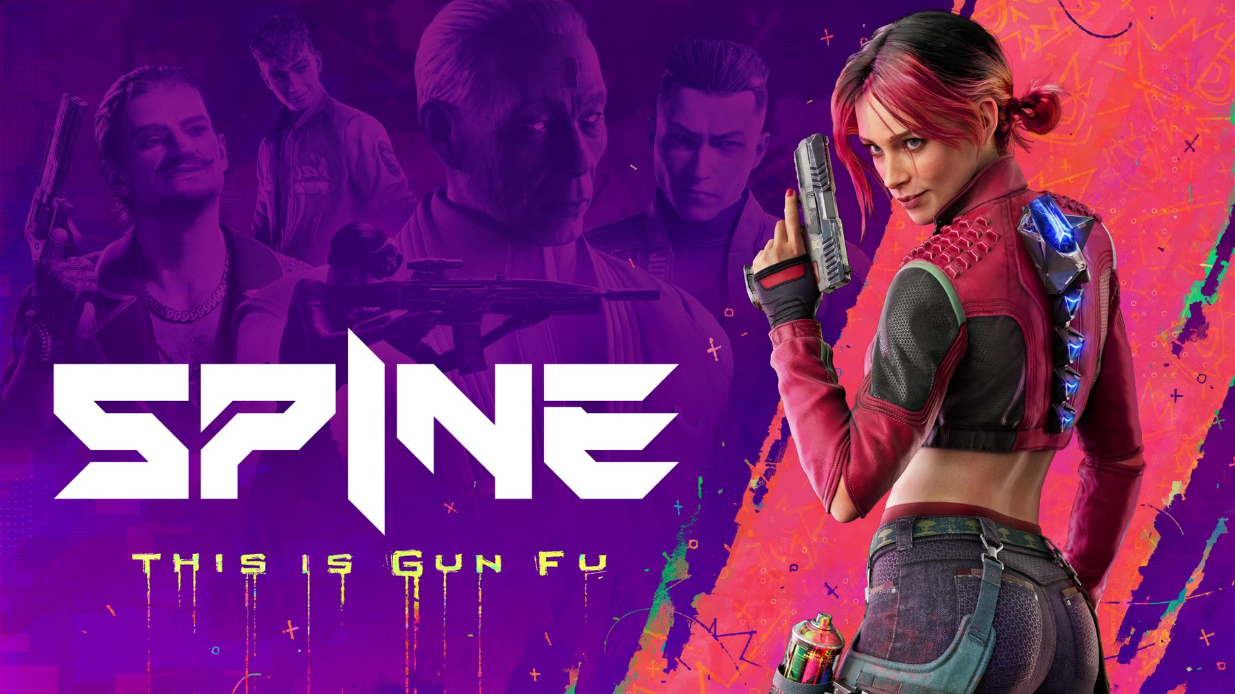 SPINE: This is Gun Fu, key art ufficiale Nekki con Redline e i personaggi di Tensor City.