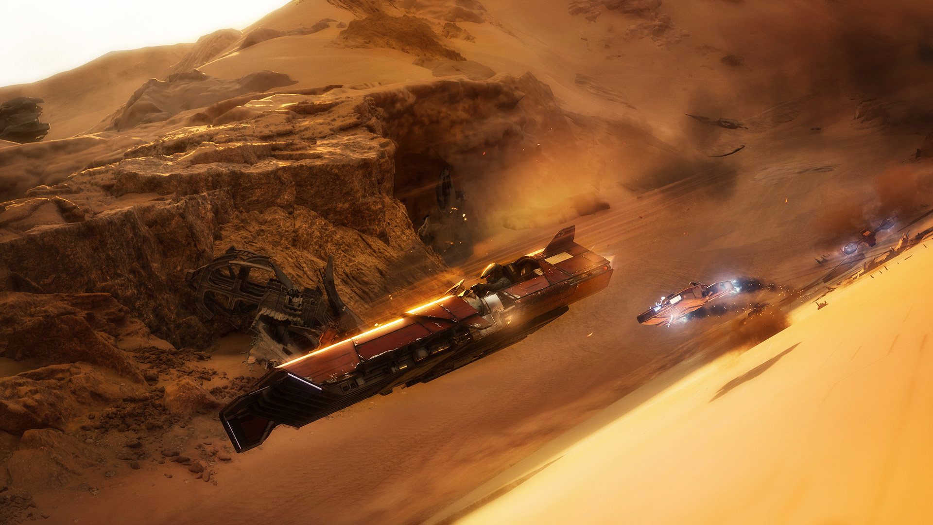 Corsa attraverso un canyon desertico, immagine del reveal — Star Wars: Galactic Racer.