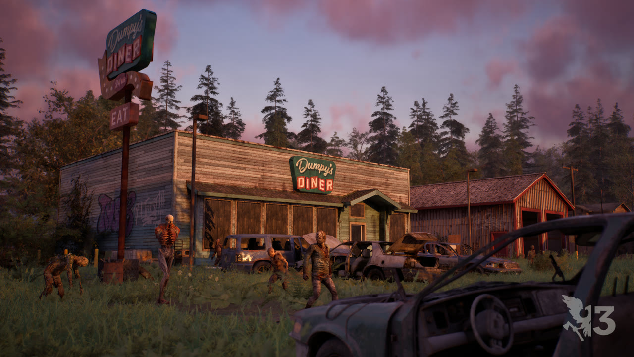 State of Decay 3, scena con gli infetti davanti a un diner