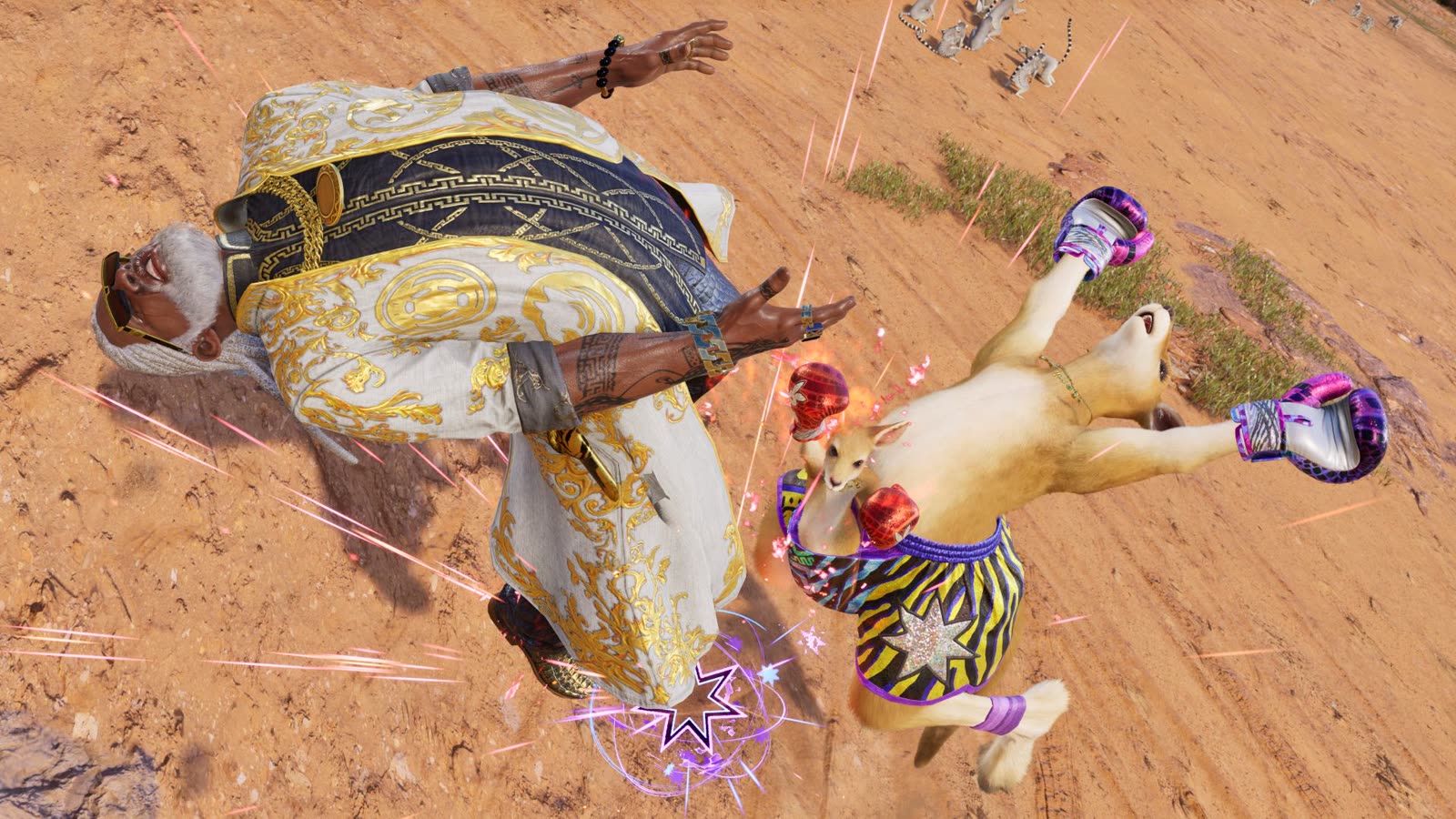 Roger Jr. e sua madre attaccano Leroy Smith in Tekken 8