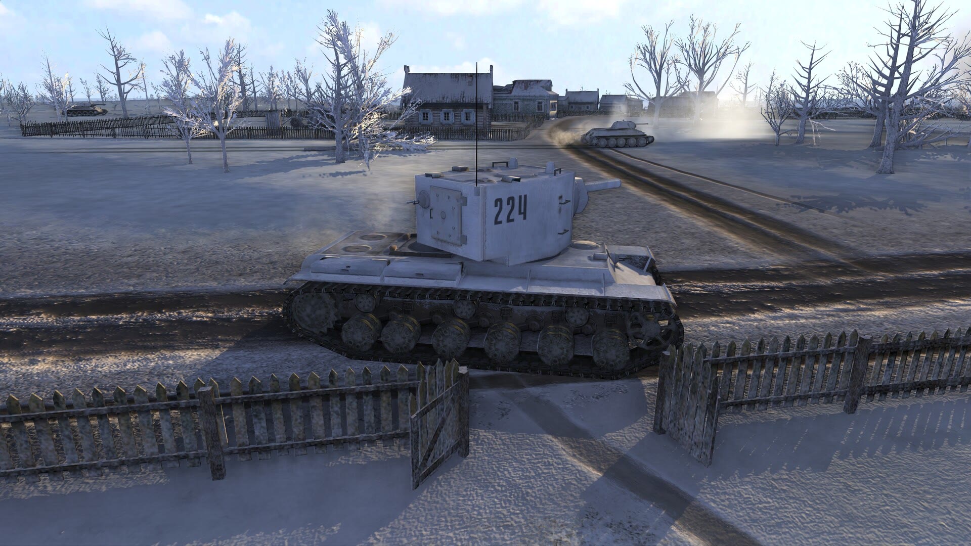 Un carro armato attraversa un villaggio in Theatre of War: Rearmed. Immagine: Fulqrum Publishing.