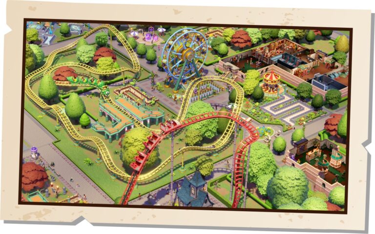 Montagne russe nel nuovo parco di Two Point Museum Rides & Relics