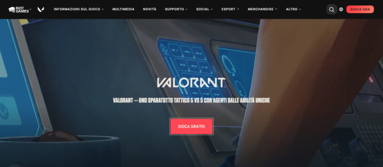 La pagina ufficiale italiana di Valorant