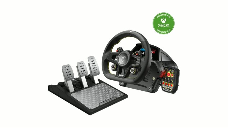Il set Turtle Beach VelocityOne Race con volante, pedaliera e unità di controllo