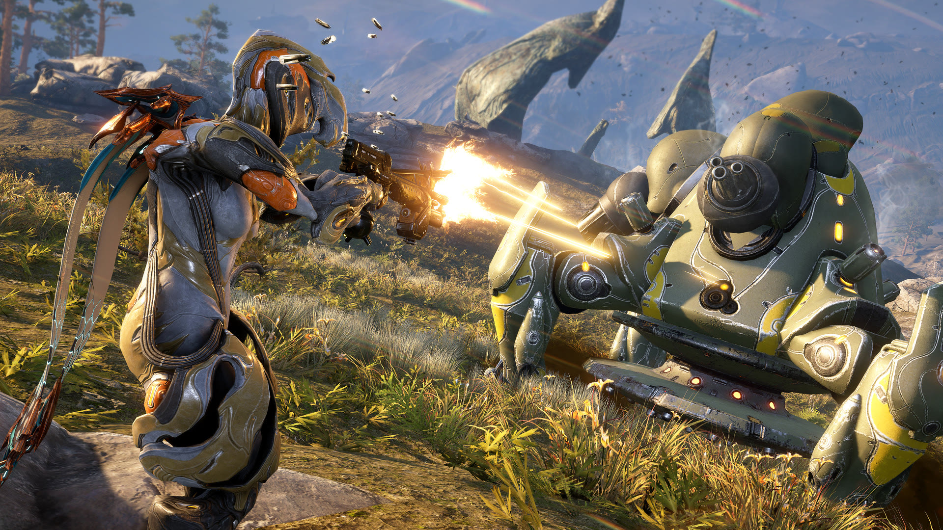Armi e combattimenti nei mondi di Warframe. Immagine: Digital Extremes.