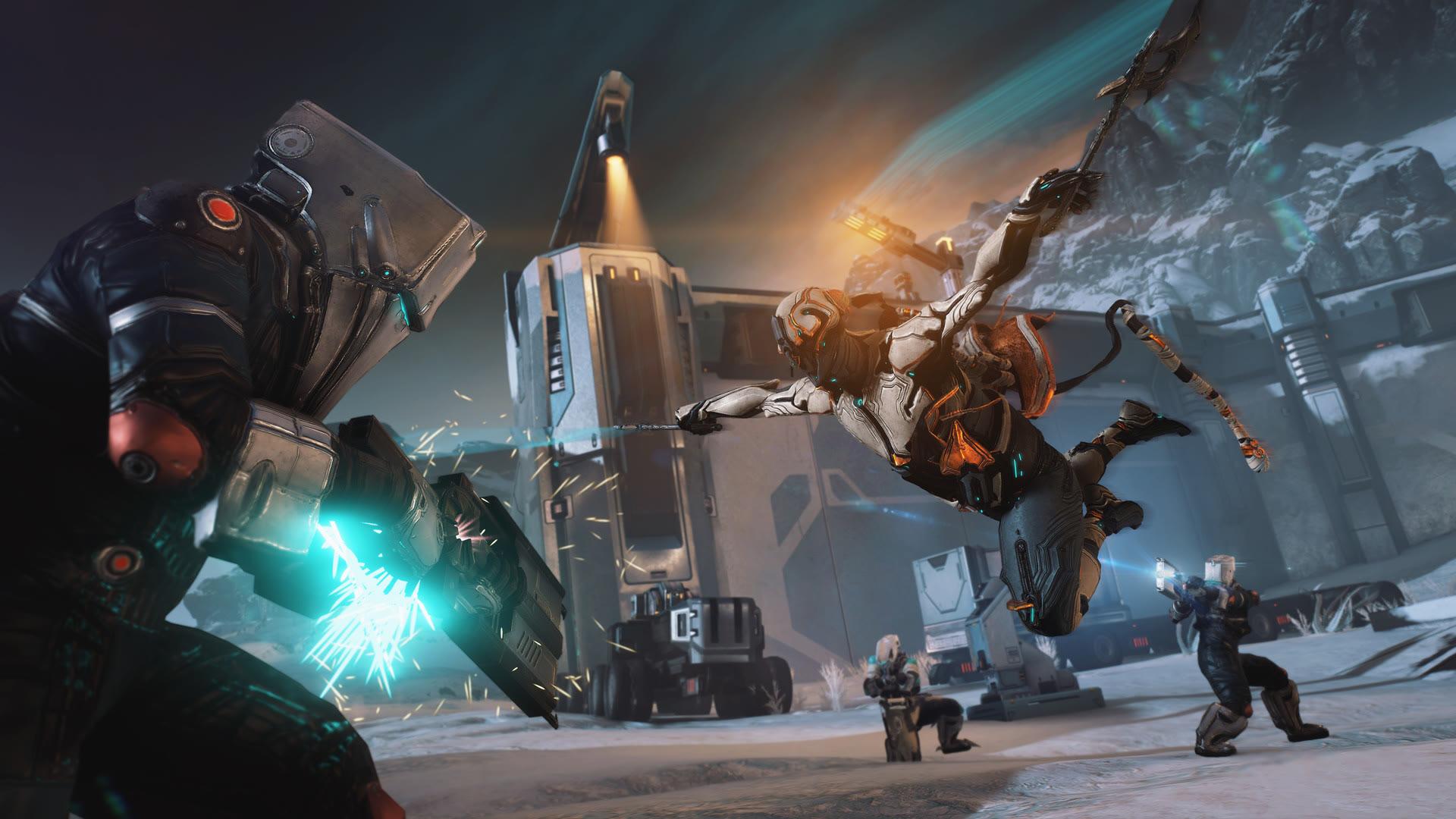 Un combattimento di Warframe. Immagine ufficiale: Digital Extremes.