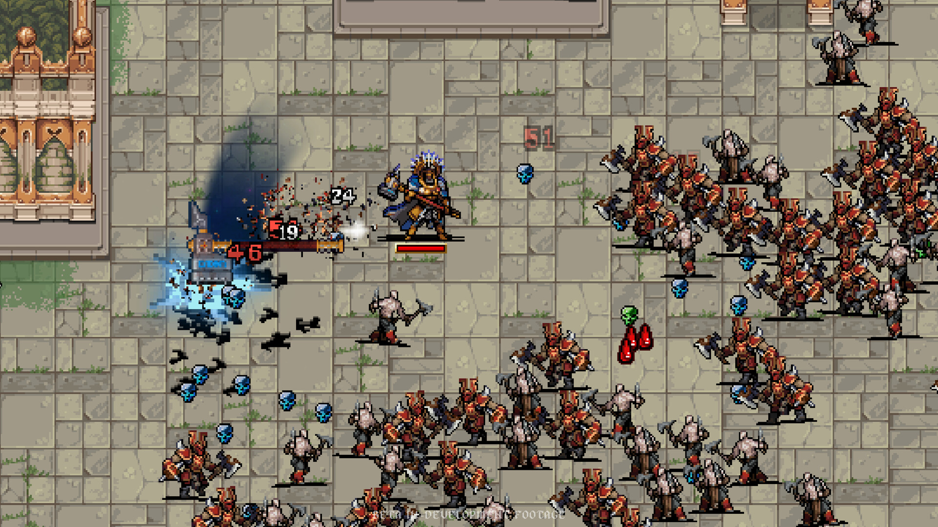 Personaggio di Warhammer Survivors affronta un gruppo di nemici